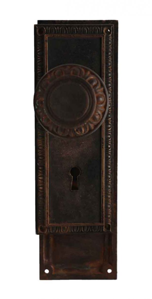 Door Knob Sets - Egg & Dart Cast Iron Door Knob Set with Matching Bronze Plates