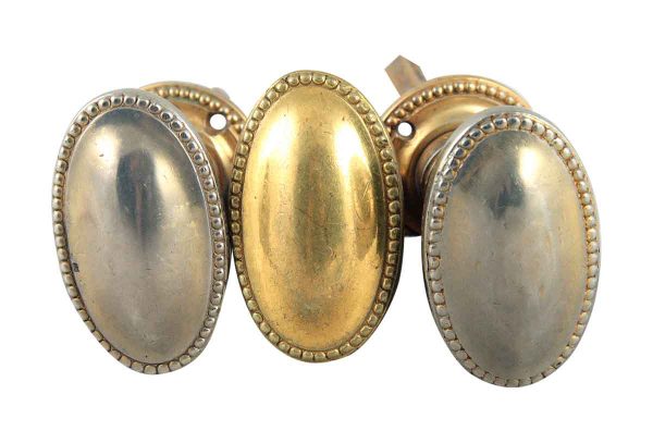 Door Knobs - Gold & Silver Plated Oval Beaded Edge Door Knob Set Lot