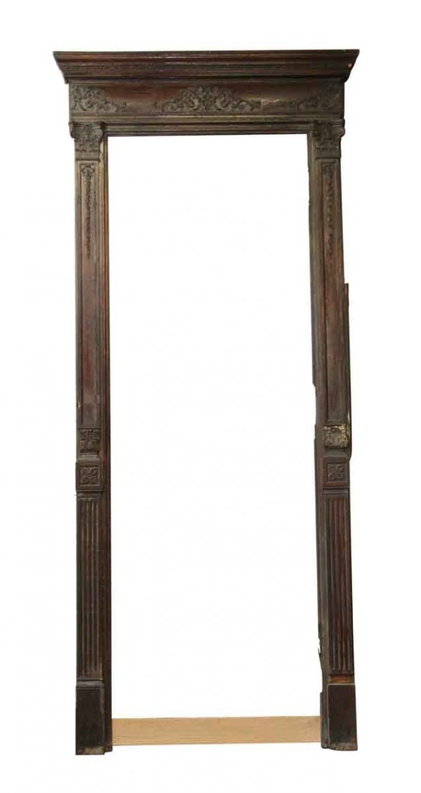 Door Transoms - Tall Antique Chestnut Door Frame with Filigree Detail
