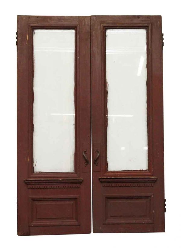Entry Doors - Brownstone Double Doors with Glass Panels