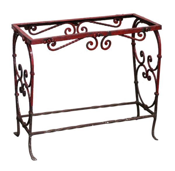 Patio Furniture - Wrought Iron Red Side Table or Aquarium Stand