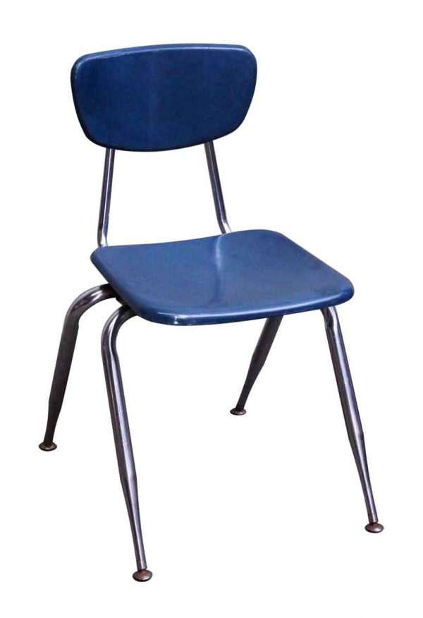 Seating - Bakelite Navy Blue School Chair with Chrome Legs