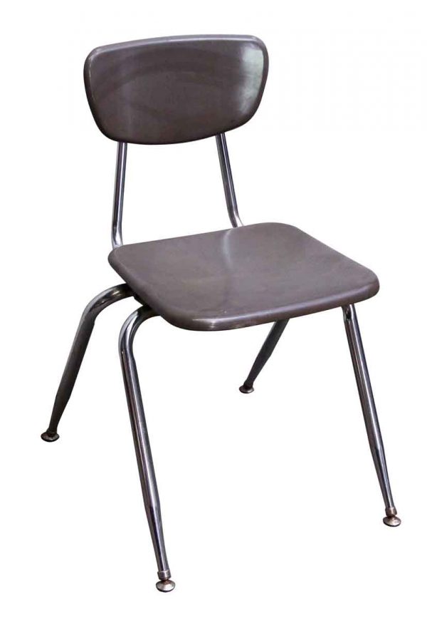 Seating - Bakelite Seal Gray School Chair with Chrome Legs