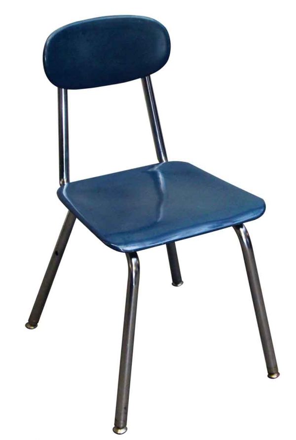 Seating - Navy Blue School Chair with Rounded Back & Chrome Legs