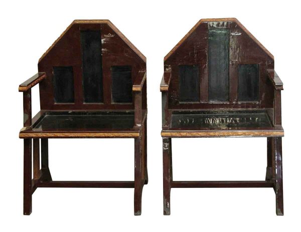 Seating - Pair of Unique Wooden Chairs with Carved Edges