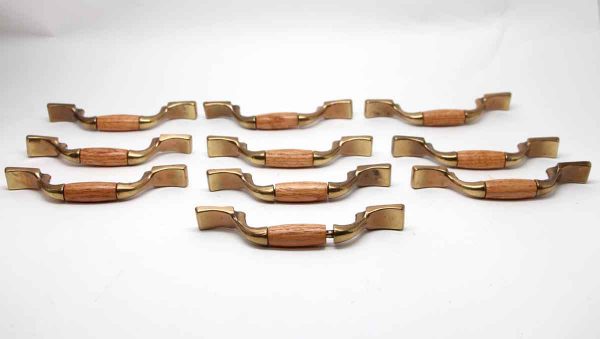 Cabinet & Furniture Pulls - Set of 10 Brass & Wood Cabinet Pulls