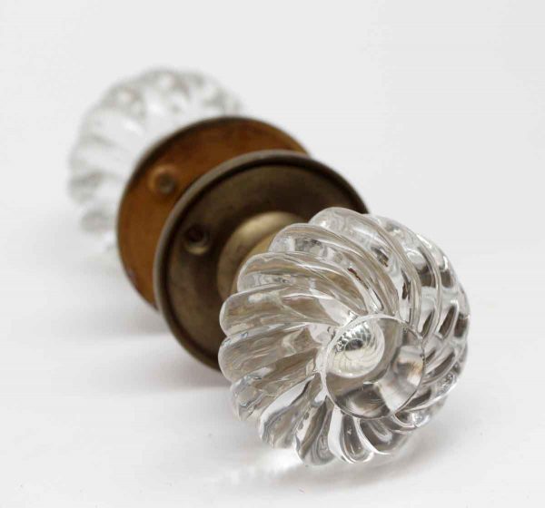 Door Knob Sets - Glass Spiral Door Knobs with Yale & Towne Rosettes