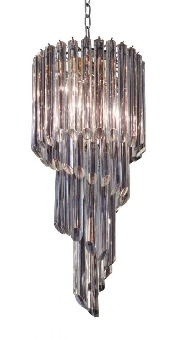 Down Lights - Italian Mid Century Tubular Glass Cascading Chandelier