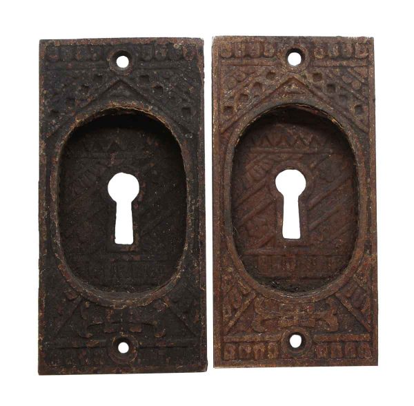 Pocket Door Hardware - Aesthetic Cast Iron Pair of Pocket Door Recessed Pulls