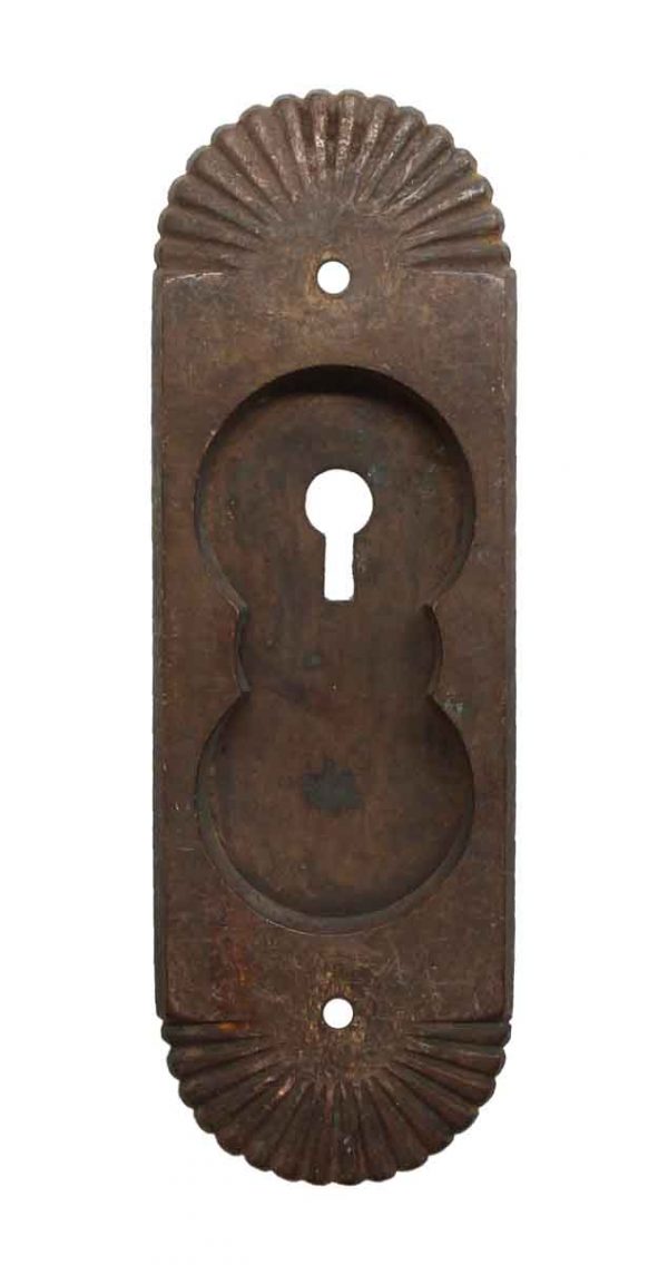 Pocket Door Hardware - Antique Bronze Sunburst Recessed Pocket Door Pull