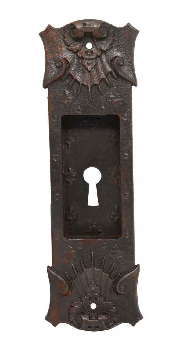 Pocket Door Hardware - Art & Crafts Cast Iron Recessed Pocket Door Keyhole Plate