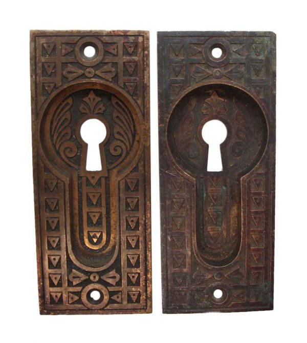 Pocket Door Hardware - Bronze Aesthetic Recessed Pair of Pocket Door Plates