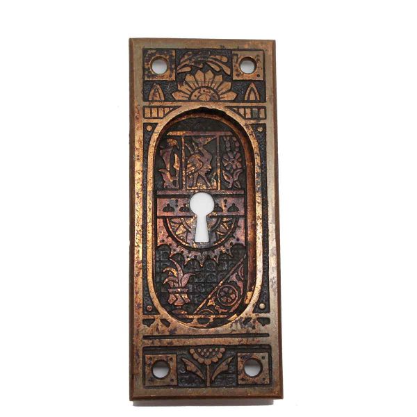 Pocket Door Hardware - Bronze Antique Recessed Pocket Door Plate