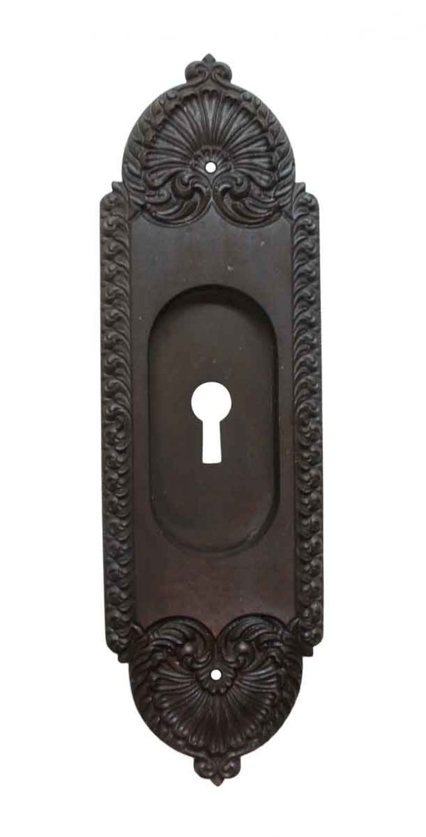 Pocket Door Hardware - Victorian Cast Bronze Pocket Door Plate with Dark Patina