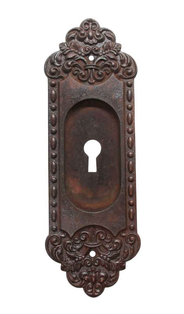 Pocket Door Hardware - Victorian Cast Iron Keyhole Recessed Pocket Door Plate