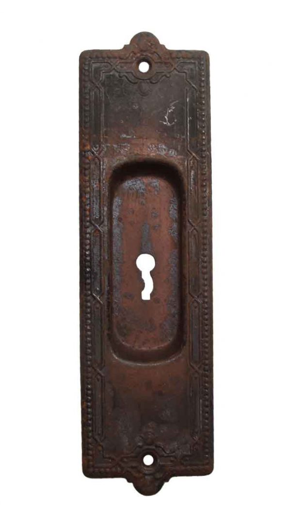 Pocket Door Hardware - Victorian Steel Keyhole Pocket Door Plate