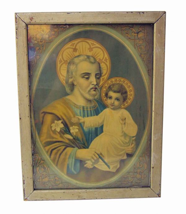 Prints  - Vintage Ecclesiastical Print of Joseph & Baby Jesus