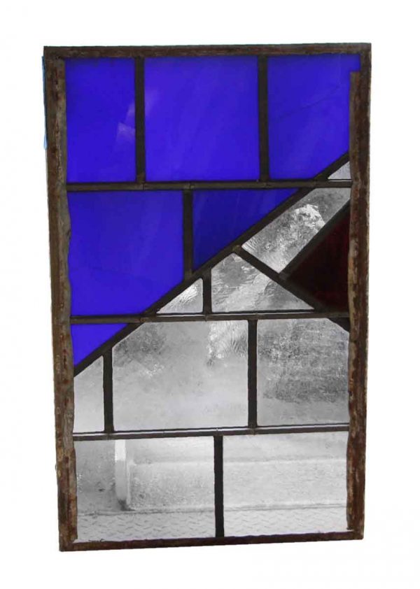 Exclusive Glass - Robert Sowers Modern Art Blue Red & Clear JFK Glass Window