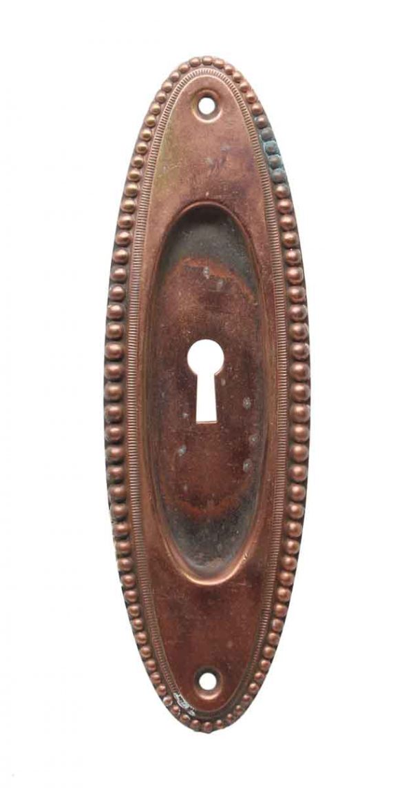 Pocket Door Hardware - Copper Plated Pressed Brass Beaded Pocket Door Plate