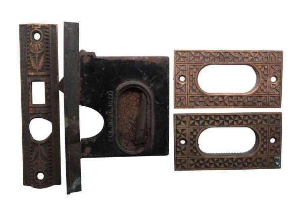 Pocket Door Hardware - Ornate Bronze Mallory Wheeler Pocket Door Set
