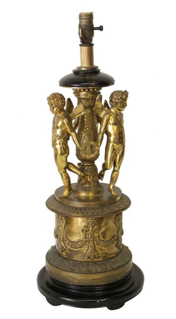 Table Lamps - Brass Table Lamp with Three Cherubs