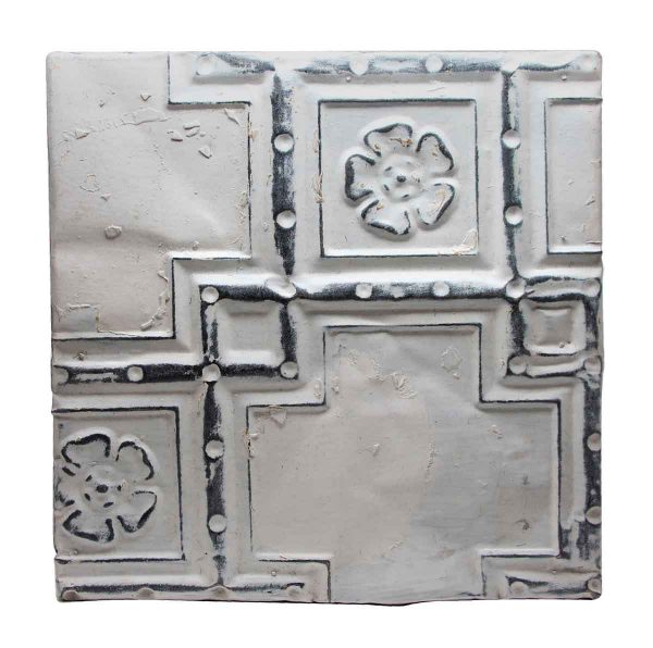 Tin Panels - White Floral Geometric Tin Panel