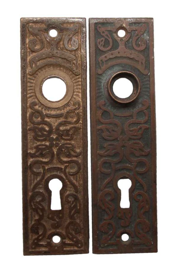 Back Plates - Pair of Bronze Aesthetic Keyhole Door Back Plates