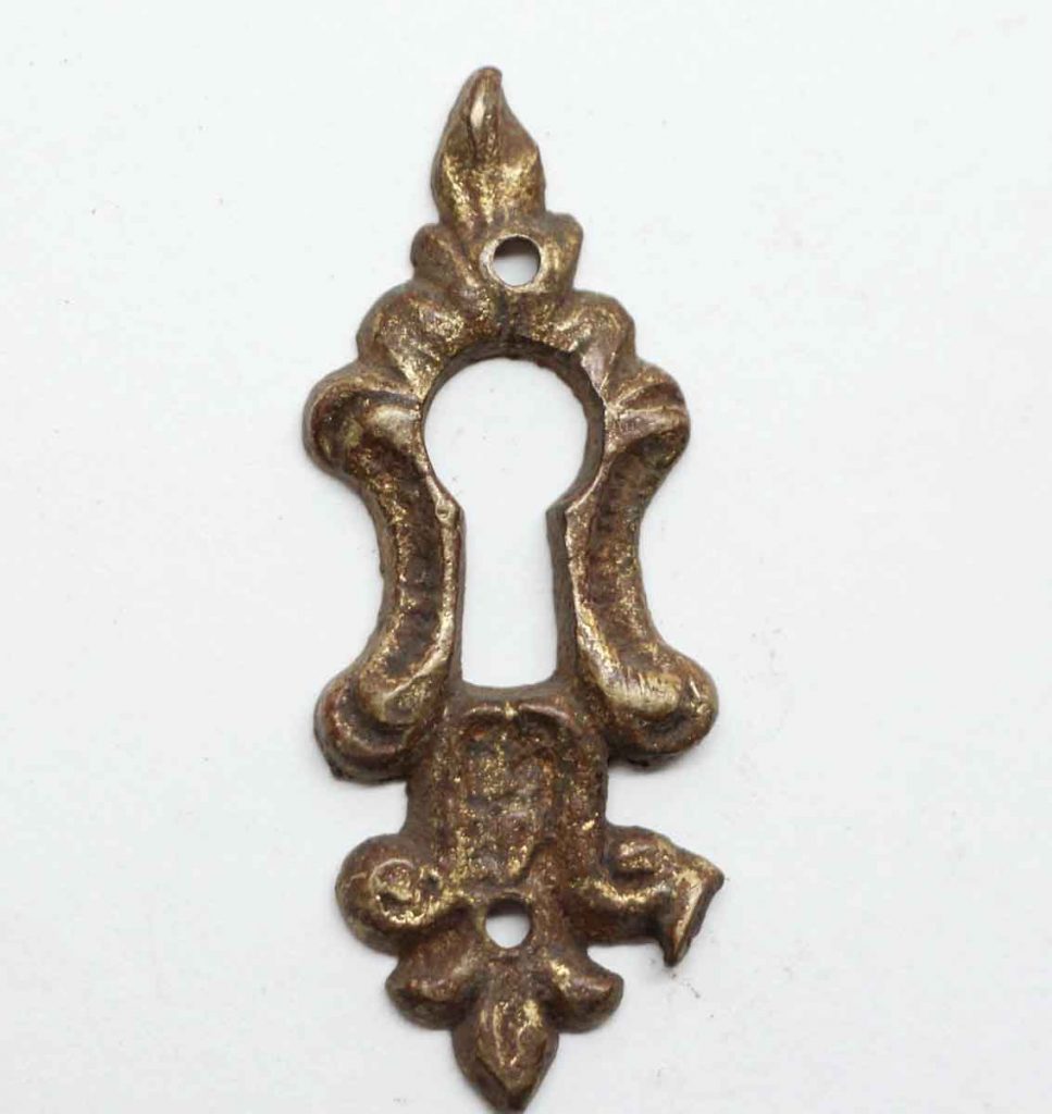 Tiny Brass Antique French Escutcheon Plate | Olde Good Things