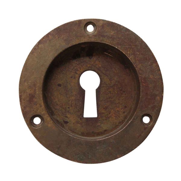 Pocket Door Hardware - Round Brass Keyhole Pocket Door Pull