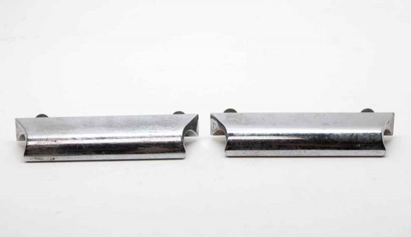 Cabinet & Furniture Pulls - Pair of Modern Chrome Over Brass Drawer Pulls