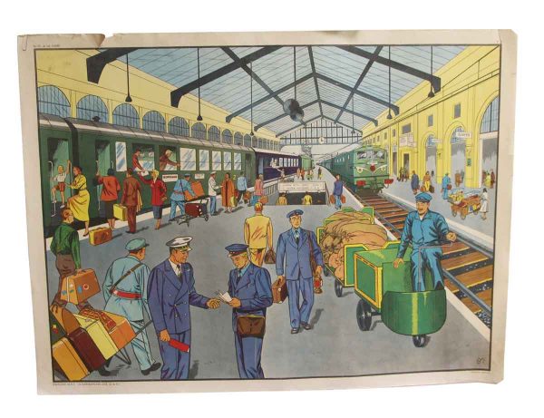 Posters - Double Sided Vintage French Train Station & Traveling School Poster