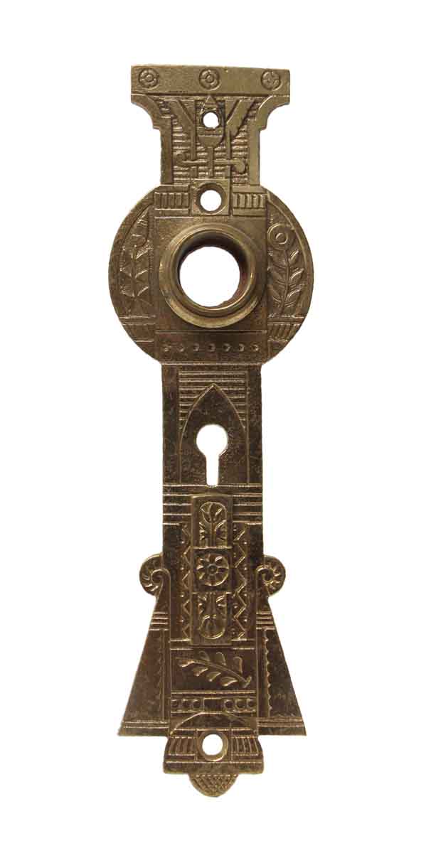 Back Plates - Polished Brass Ornate Double Keyhole Door Back Plate
