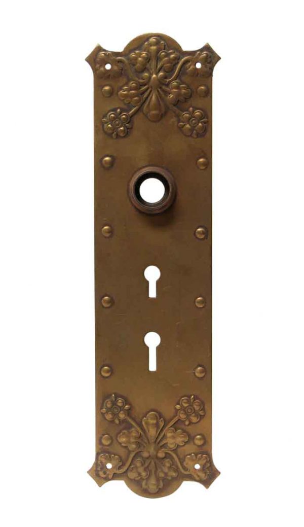 Back Plates - Vintage Brass Floral Double Keyhole Door Back Plate