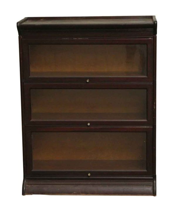 Bookcases - Antique 3 Unit Wooden Barrister Cabinet