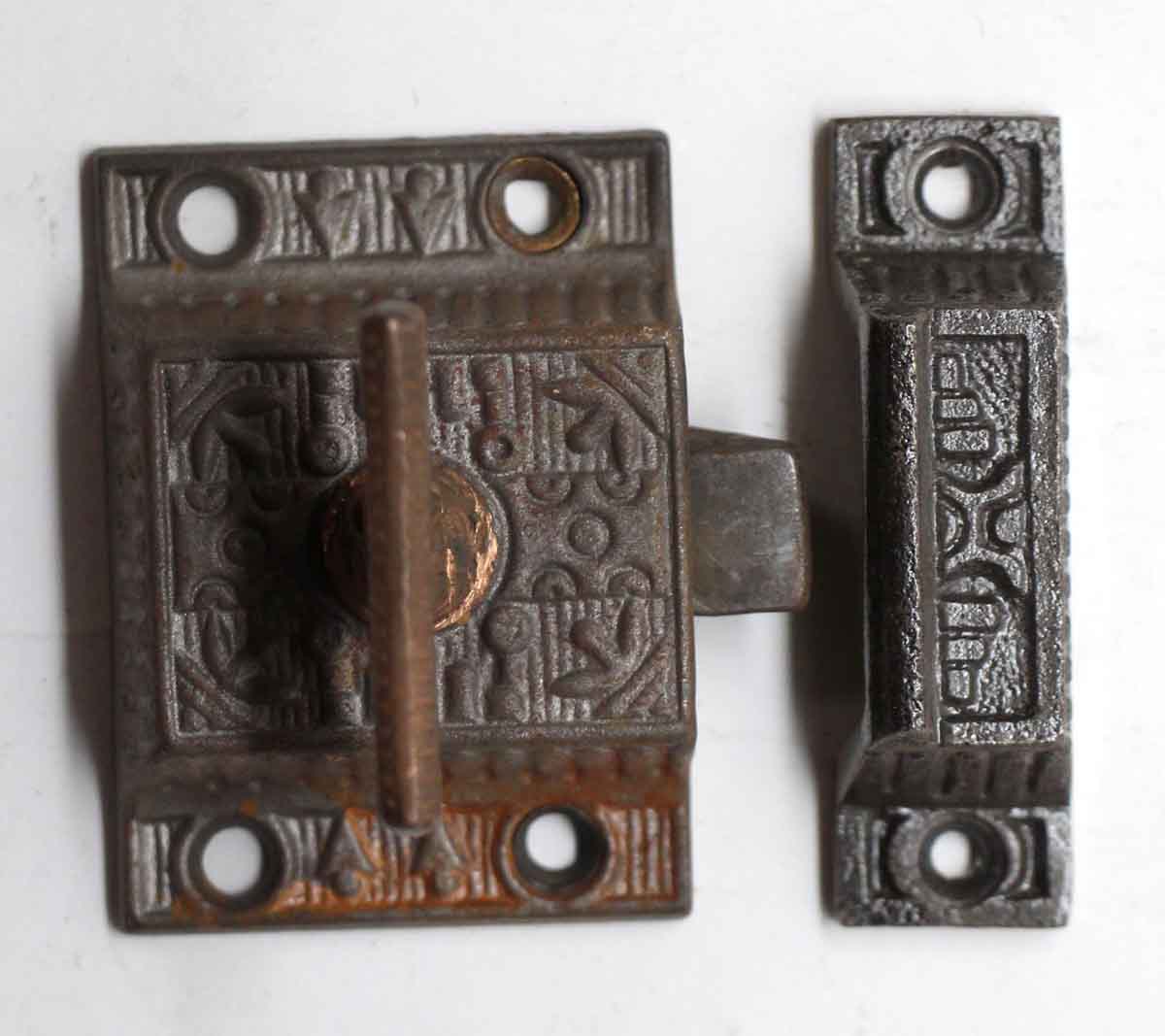 Antique Cast Iron Ornate Latch with T Bronze Handle Olde Good