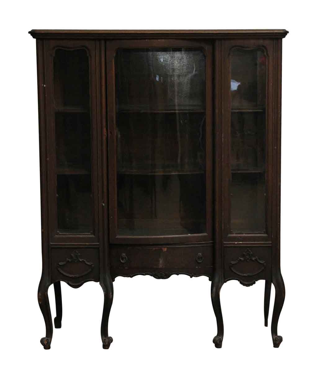 Antique Curved Leg Wooden Curio Cabinet, Pictures Of Antique Curio Cabinets In South Africa