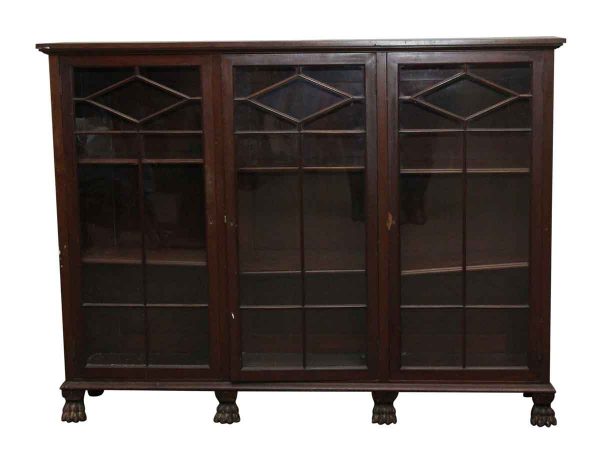 Cabinets - Antique Mahogany Shelving Unit with Claw Feet