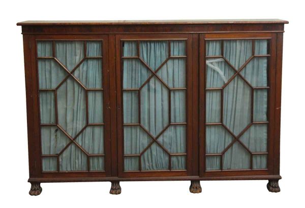 Cabinets - Mahogany Claw Foot Breakfront Bookcase with Glass Doors
