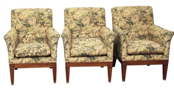 Kitchen & Dining - Set of Three Floral Upholstered Chairs