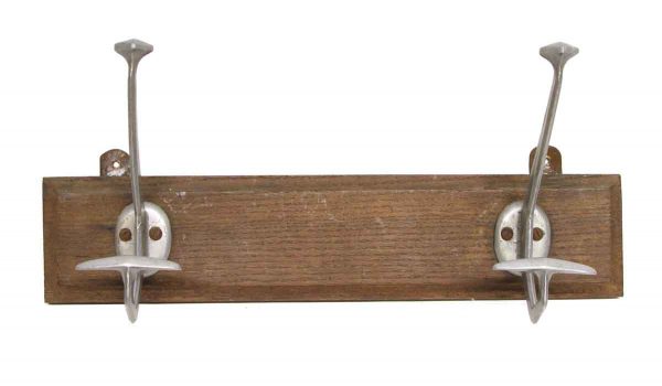 Racks - Two Brushed Nickel Hooks on Wood Plank