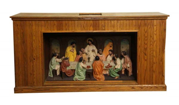 Religious Antiques - Wooden Last Supper Carved Altar Piece