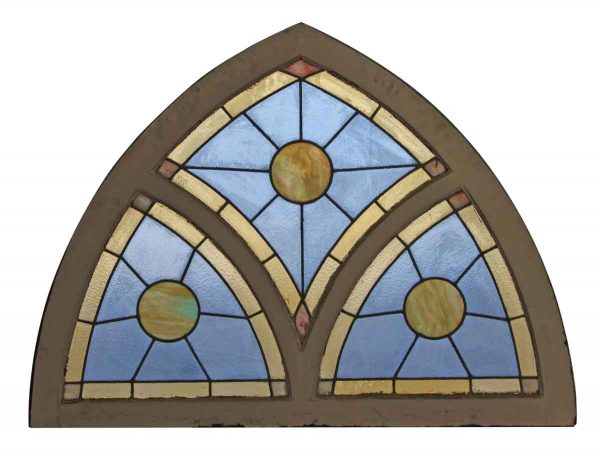 Stained Glass - Stained Glass Window with White Arched Wood Frame