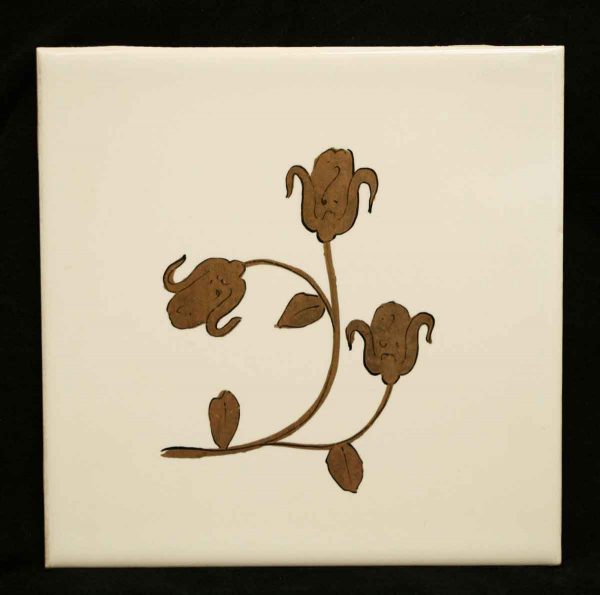 Wall Tiles - Antique White Tile with Gold Flowers