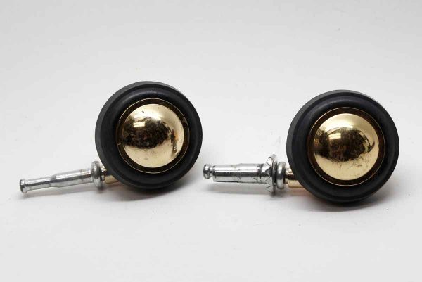 Casters - Pair of Polished Brass Caster Wheels