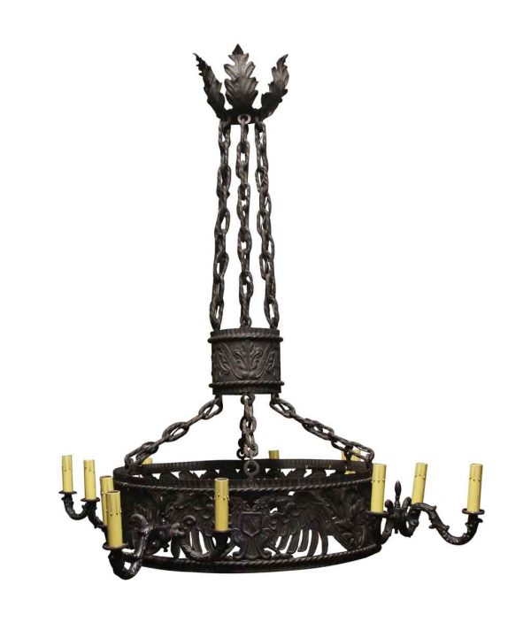 Chandeliers - Gothic Hand Forged Wrought Iron Figural Chandelier