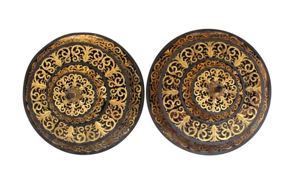 Decorative Metal - Pair of Decorative Iron & Gilded Bronze Vent or Light Covers