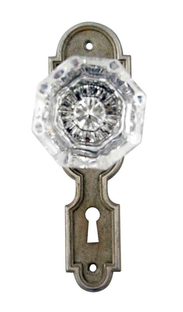 Door Knob Sets - Classic Glass Door Knob Set with Keyhole Back Plate