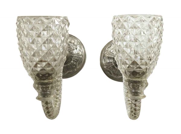 Sconces & Wall Lighting - Pair of Italian Cut & Blown Glass Sconces