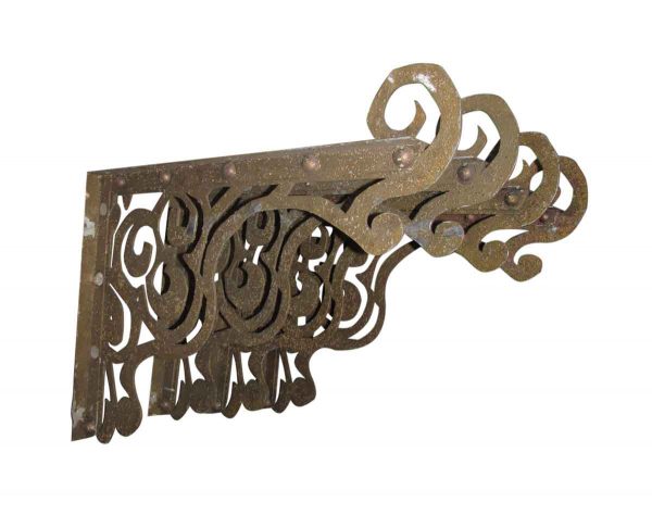 Shelf & Sign Brackets - Large Gold Painted Cast Iron Bracket Set