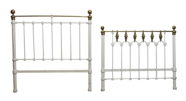 Bedroom - White Brass Full Size Bed Frame Set
